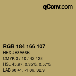 Código de color: RGB 184 166 107 | qconv.com