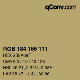 Farbcode: RGB 184 166 111 | qconv.com