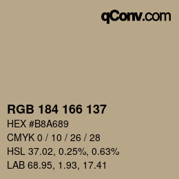 Código de color: RGB 184 166 137 | qconv.com