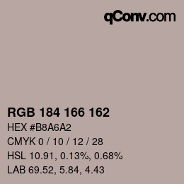 Color code: RGB 184 166 162 | qconv.com