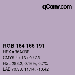 Farbcode: RGB 184 166 191 | qconv.com