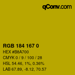 Code couleur: RGB 184 167 0 | qconv.com