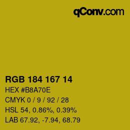 カラーコード: RGB 184 167 14 | qconv.com