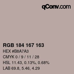 Farbcode: RGB 184 167 163 | qconv.com