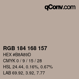 Código de color: RGB 184 168 157 | qconv.com