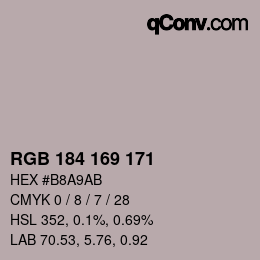 Color code: RGB 184 169 171 | qconv.com