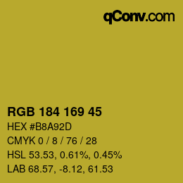 颜色代码: RGB 184 169 45 | qconv.com