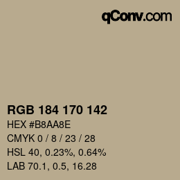 Color code: RGB 184 170 142 | qconv.com