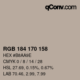 カラーコード: RGB 184 170 158 | qconv.com
