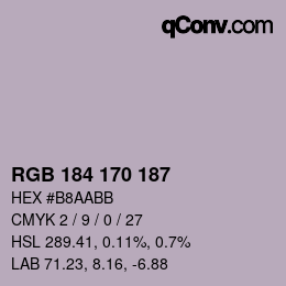 Farbcode: RGB 184 170 187 | qconv.com