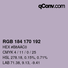 カラーコード: RGB 184 170 192 | qconv.com