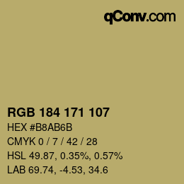 Color code: RGB 184 171 107 | qconv.com