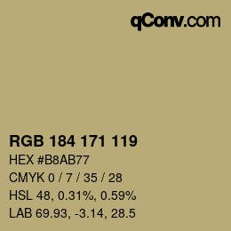 カラーコード: RGB 184 171 119 | qconv.com