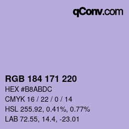 カラーコード: RGB 184 171 220 | qconv.com