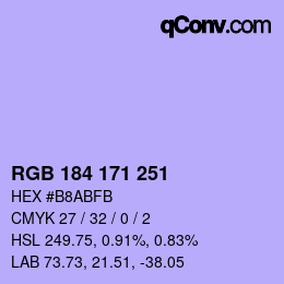 カラーコード: RGB 184 171 251 | qconv.com