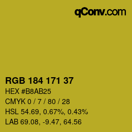 カラーコード: RGB 184 171 37 | qconv.com