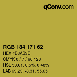 Color code: RGB 184 171 62 | qconv.com