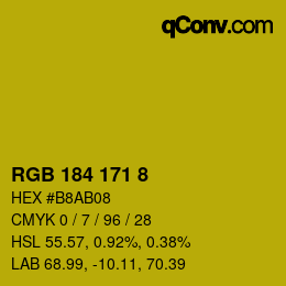 カラーコード: RGB 184 171 8 | qconv.com