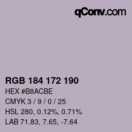 颜色代码: RGB 184 172 190 | qconv.com
