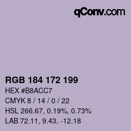 カラーコード: RGB 184 172 199 | qconv.com