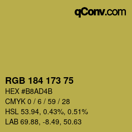 颜色代码: RGB 184 173 75 | qconv.com