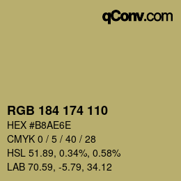 Color code: RGB 184 174 110 | qconv.com