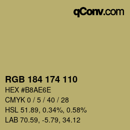 Código de color: RGB 184 174 110 | qconv.com