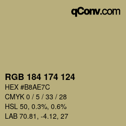 Color code: RGB 184 174 124 | qconv.com