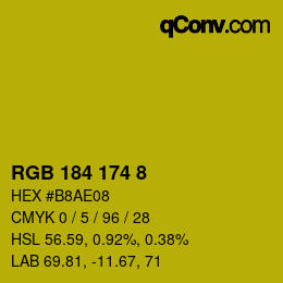 カラーコード: RGB 184 174 8 | qconv.com