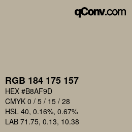 Código de color: RGB 184 175 157 | qconv.com