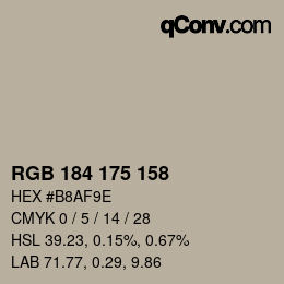 颜色代码: RGB 184 175 158 | qconv.com