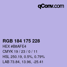 Color code: RGB 184 175 228 | qconv.com