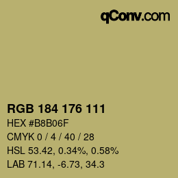 Farbcode: RGB 184 176 111 | qconv.com