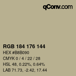 Código de color: RGB 184 176 144 | qconv.com