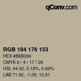 カラーコード: RGB 184 176 153 | qconv.com