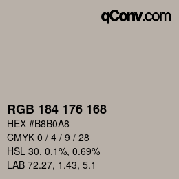 Color code: RGB 184 176 168 | qconv.com