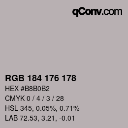 Color code: RGB 184 176 178 | qconv.com