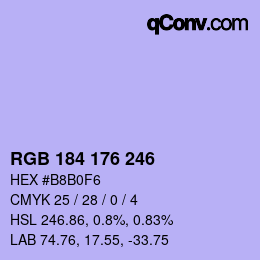 カラーコード: RGB 184 176 246 | qconv.com