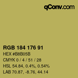 カラーコード: RGB 184 176 91 | qconv.com
