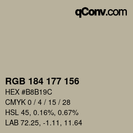 カラーコード: RGB 184 177 156 | qconv.com