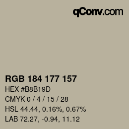 Código de color: RGB 184 177 157 | qconv.com