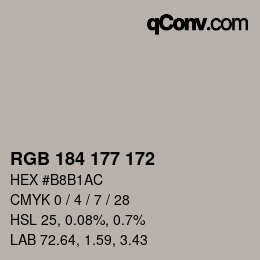 Color code: RGB 184 177 172 | qconv.com