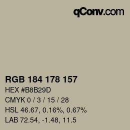 Código de color: RGB 184 178 157 | qconv.com