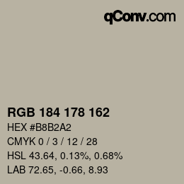 Color code: RGB 184 178 162 | qconv.com