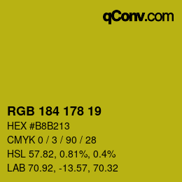 Color code: RGB 184 178 19 | qconv.com
