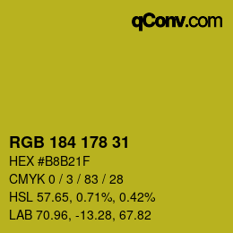 Color code: RGB 184 178 31 | qconv.com