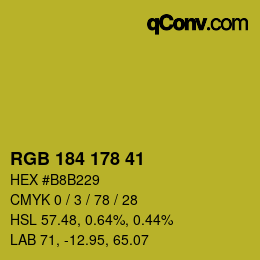 颜色代码: RGB 184 178 41 | qconv.com
