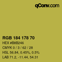 カラーコード: RGB 184 178 70 | qconv.com
