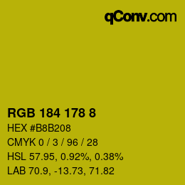 Color code: RGB 184 178 8 | qconv.com