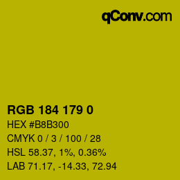 Color code: RGB 184 179 0 | qconv.com